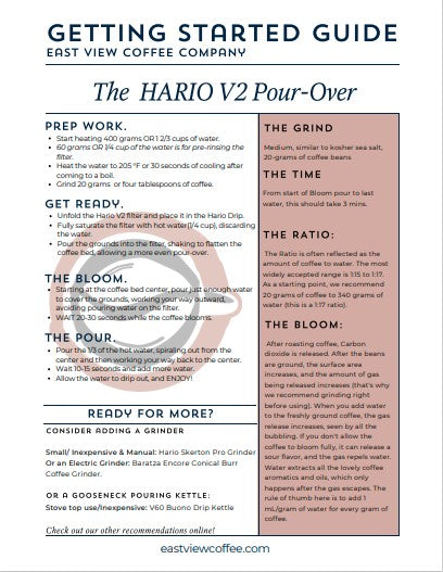 Instructions on how to make a pour over coffee with a Hario V2.